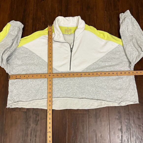 FREE PEOPLE Split Second Sweatshirt Colorblock 1/2 Zip Pullover Cropped - Picture 12 of 12
